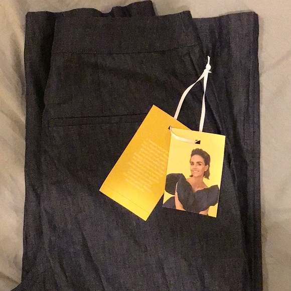 NEW Wide Leg Scallop Edge Pocket Cropped Pants Kika Vargas x Target Indigo - 0 - Picture 4 of 6